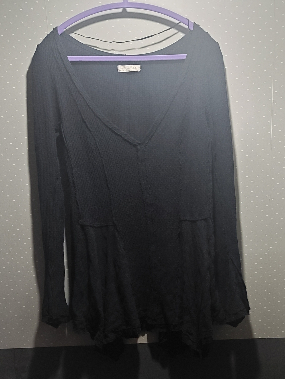 Free People Black V-Neck Long Sleeve Tunic
